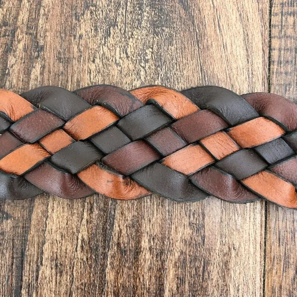Aeropostale Y2K Wide Woven Leather Belt Rugged Durable Mens Size Medium Brown